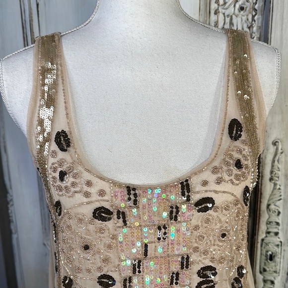 Andersen & Lauth Tan Sequin Embellished Tank Top - Picture 5 of 9